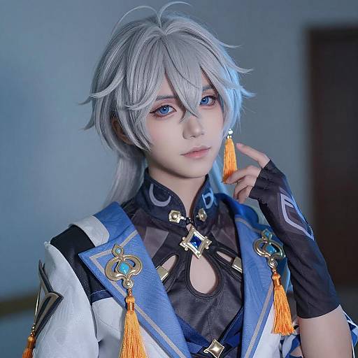Anime Cosplay with Silver Hair