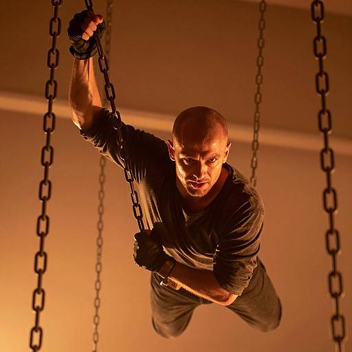 Suspended Strength: A Bald Man's Determination