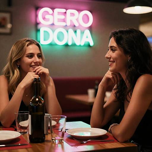 Charming Dinner Scene with Neon Lights