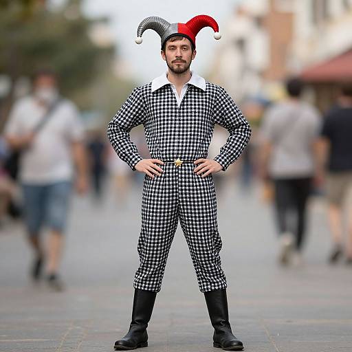 Historical Jester in Checkered Costume