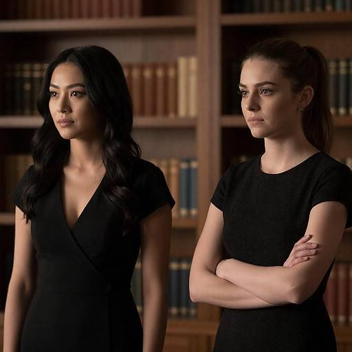 Dimly Lit Library Portrait of Two Women