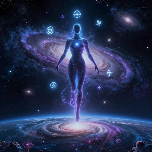 Cosmic Entity Hovering Above Alien World