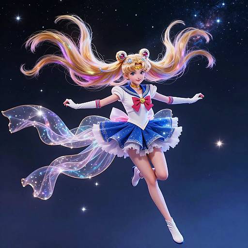 Enchanting Magical Girl Under Starry Sky