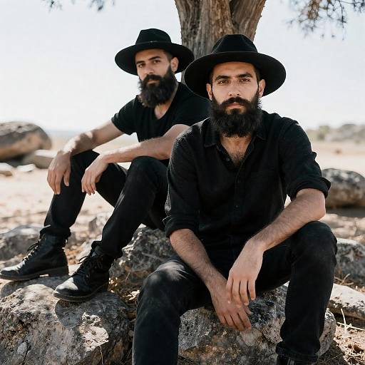 Sunlit Portrait of Two Bearded Men