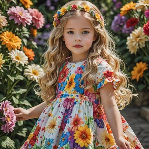 Summer Elegance: Child in Floral Dress Summer Elegance: Child in Floral Dress