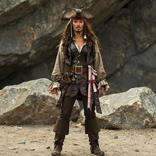 Female Pirate Captain in Tricorn Hat Costume