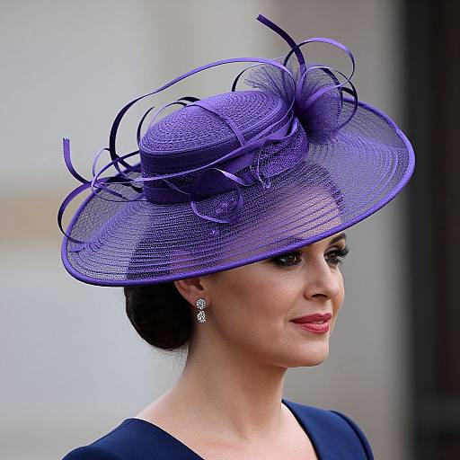 Elegant Woman in Violet Church Hat