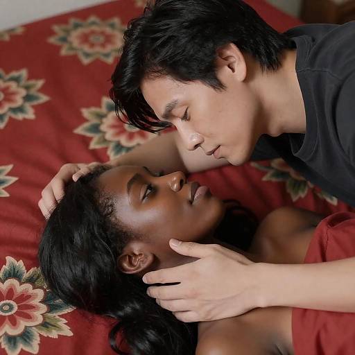 Intimate Boudoir Portrait on Red Bed