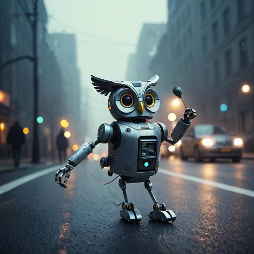 Whimsical Owl and Mouse at Twilight