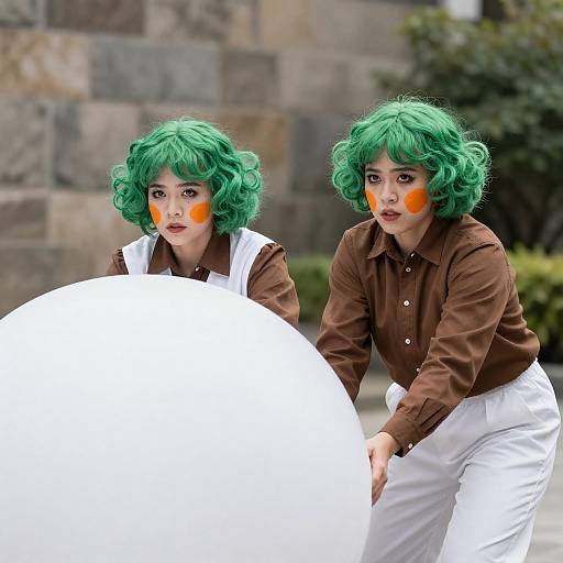 Dynamic Duo with Colorful Costumes