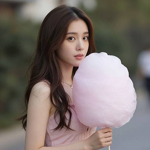 Beautiful Woman Holding Cotton Candy