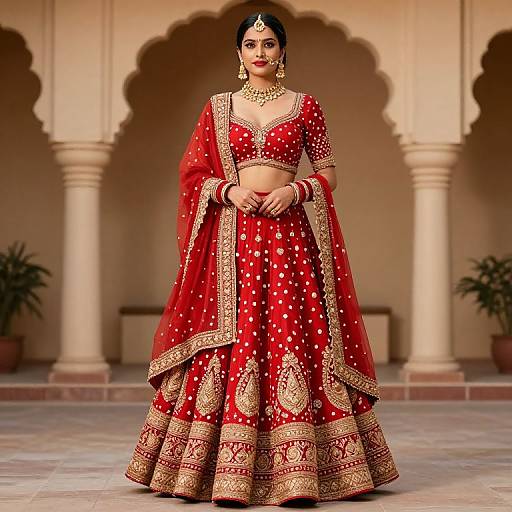 Bright Red Gota Patti Lehenga