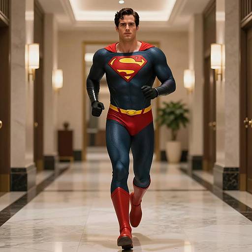 Dynamic Superhero in Luxurious Setting