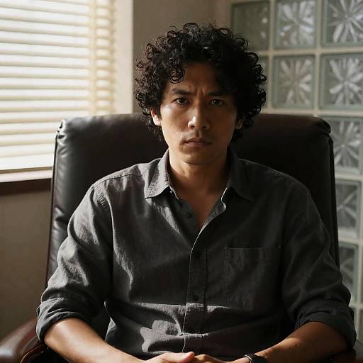 Serious Man in Leather Chair Portrait