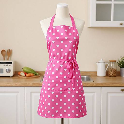 Retro Pink Polka Dot Kitchen Apron