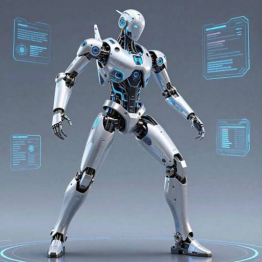 Futuristic Humanoid Robot in Dynamic Pose