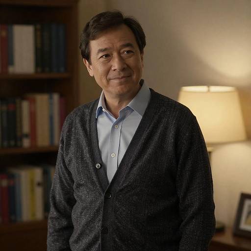 Warm Lamp Portrait of Middle-Aged Man