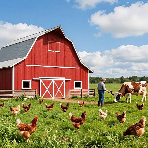 Idyllic Farm Scene with Animals