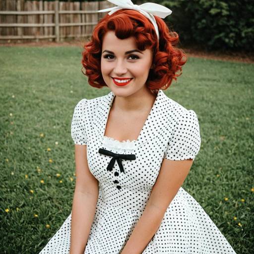 Woman in Classic 50s Polka Dot Dress