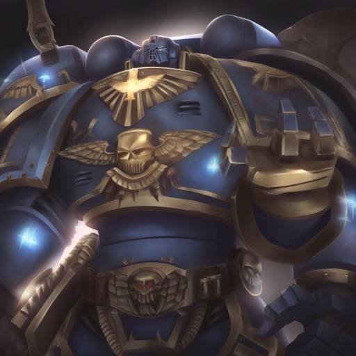 Illustration of Adeptus astartes, warhammer 40k in the style of Sebu illust