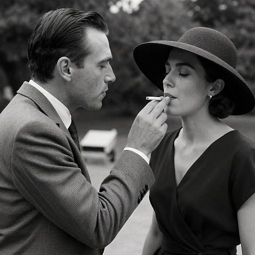 Intimate Cigarette Exchange in Vintage Style