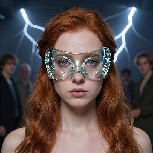 Redheaded Woman with Glass Mask