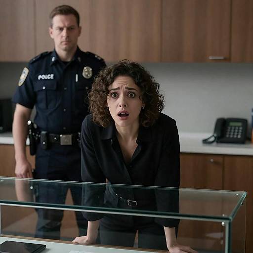 Frightened Woman in Display Case Scene