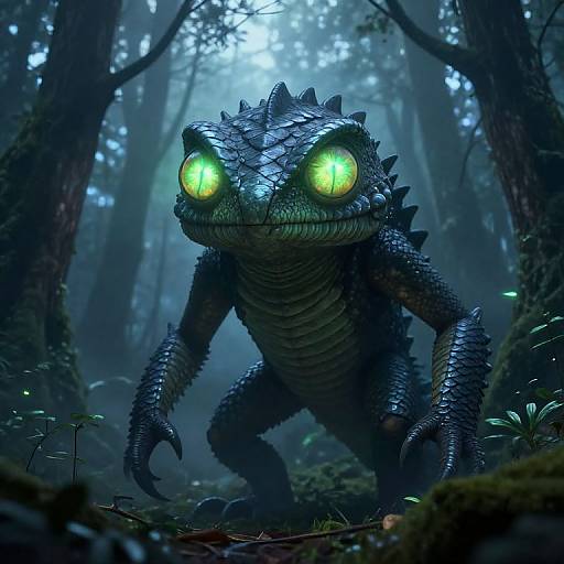 Four-Eyed Creature in Misty Forest