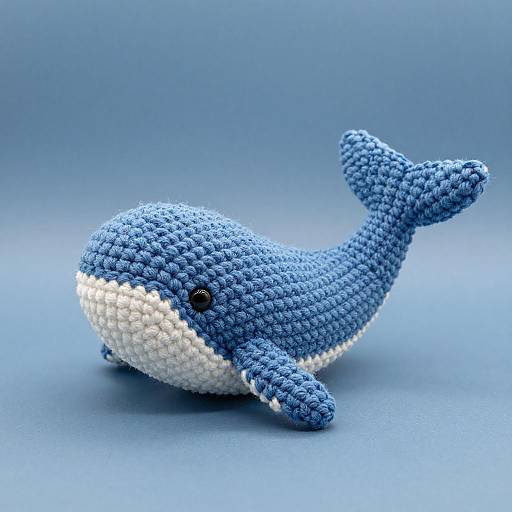 Whimsical Crocheted Blue Whale Plush Toy