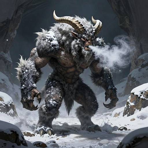 Four-legged Snow Monster in Mountain Cave