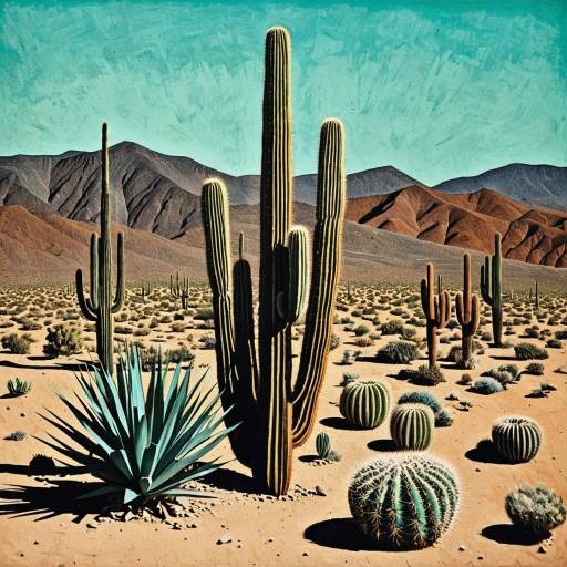 Abstract Desert Cactus Landscape Painting Abstract Desert Cactus Landscape Painting