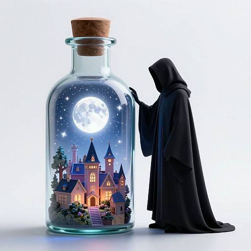 Enchanted Village in Glowing Bottle