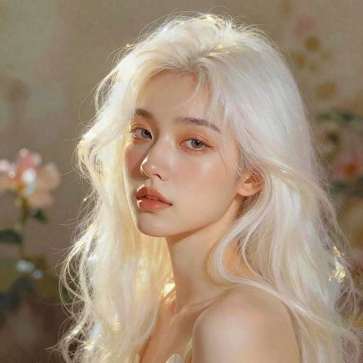 Elegant White-Haired Portrait in Pastels