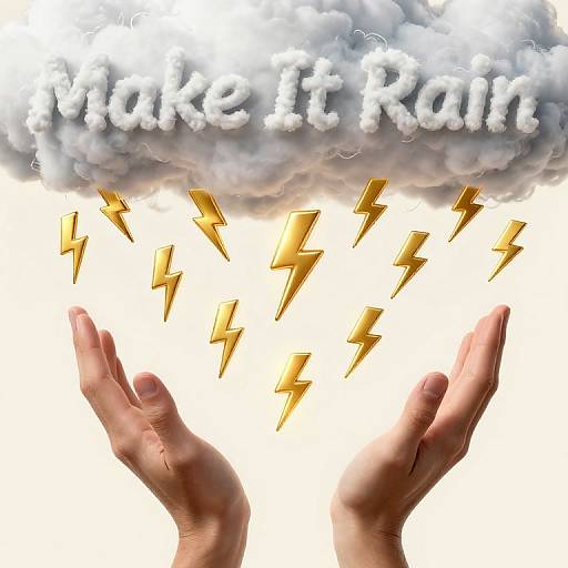 Photograph of two open hands below a cloud with 