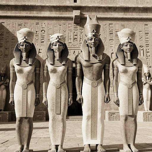 Ancient Egyptian Figures in Sepia Tone