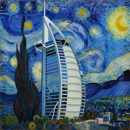 Van Gogh Style Burj Al Arab Night