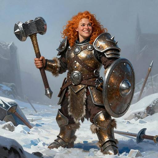 Courageous Dwarf Warrior in Battle