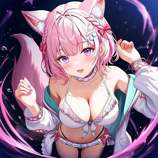 Illustration of Hakui koyori (summer), hololive in the style of Denhijou niki