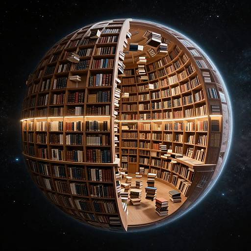 Ancient Library Inside Hollowed Planet
