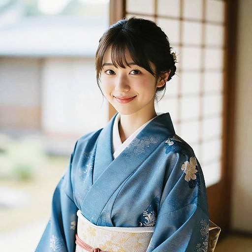 Photorealistic Japanese Girl in Silk Kimono