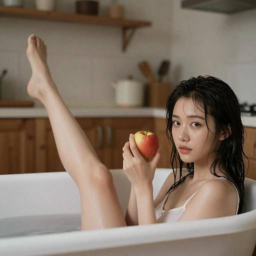 Bathtub Apple: Warm Kitchen Portrait