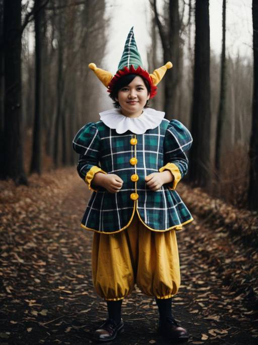 Whimsical Plaid Munchkin Costume Portrait