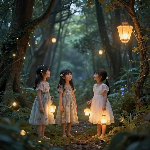 Whimsical Forest Adventure with Ethereal Girls