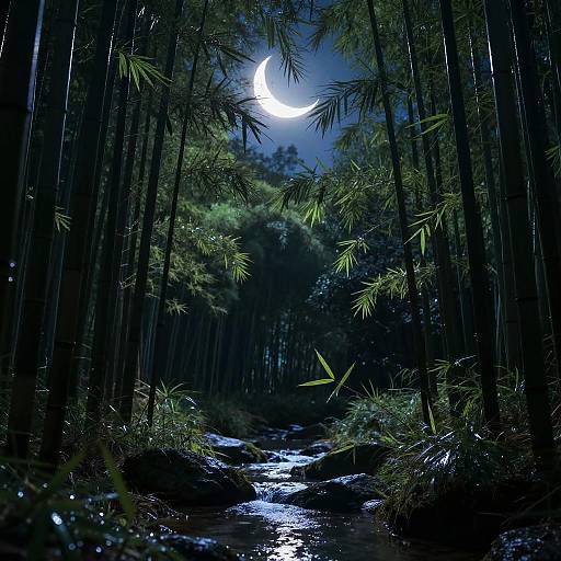 Moonlit Bamboo Forest Serenity