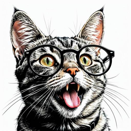 Funny Cartoon Cat with Glasses