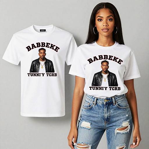 Woman Modeling Rapper Tee Shirt