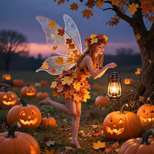 Autumn Nymph in Enchanted Pumpkin Patch