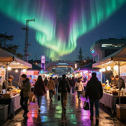 Futuristic Aurorapunk Cyberpunk Market