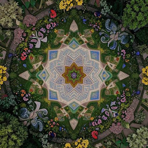 Surreal Geometric Garden Aerial View
