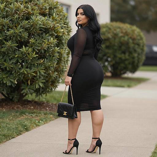 Confident Woman in Sheer Black Dress